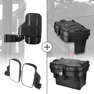 Can-Am Maverick/Defender Adjustable Side Mirrors & Cargo Tool Box - Kemimoto