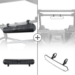 Kawasaki Teryx Bluetooth Sound Bar & Rear View Mirror for 1.65"-2" Roll Bar - Kemimoto