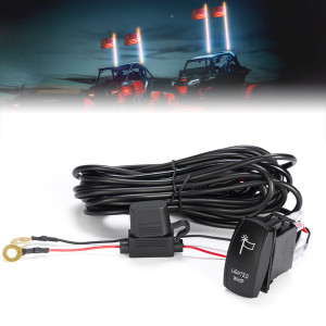 Kawasaki Teryx/Mule/KRX/Ridge Whip Lights Rocker Switch with Wiring Harness Kit for 12V - Kemimoto