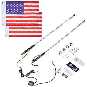Polaris Ranger 2PCS 4FT COB LED Whip Lights "“ Bluetooth APP Control - Kemimoto
