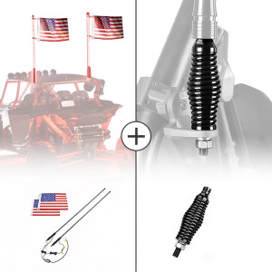 Polaris Ranger 4FT RGB Spiral Whip Lights with a Free Spring Base - Kemimoto