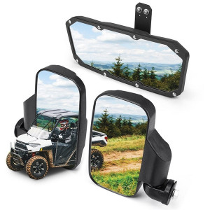 Polaris Ranger 500/ 570/ XP 900/ XP 1000 Side Mirrors & Center Mirror Set - Kemimoto