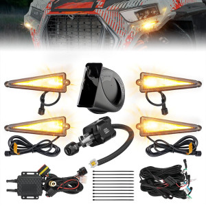 Polaris Ranger Universal 3-in-1 Triangle Turn Signal Kit with Column Switch & 110dB Horn - Kemimoto