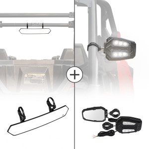 Polaris RZR 1.65"-2" Rear View Mirror & 1.75" -2" LED Side Mirror - Kemimoto