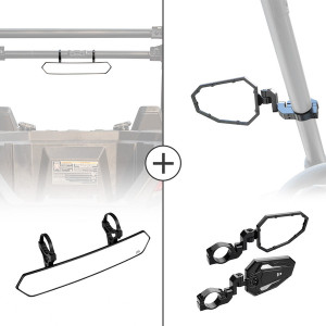 Polaris RZR 900/1000 Rear View Mirror & Adjustable Side Mirror - Kemimoto