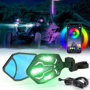 Polaris RZR Pro XP / Pro R RGB 1.62 -2" Rear View Side Mirrors with Bluetooth - Kemimoto
