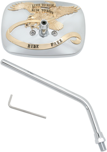 Emgo - Live to Ride Free Mirror - Chrome/Gold - 10 mm - Left - "Live to Ride Free" Custom Mirror - 20-31758A Emgo - Live to Ride Free Mirror - Chrome/Gold - 10 mm - Left - "Live to Ride Free" Custom Mirror - 20-31758A