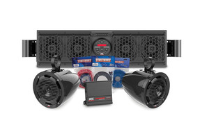 Polaris RZR Bluetooth Overhead Audio Sound Bar With 2-Channel Amplifier & 2 Roll Cage Speaker System - MTX Audio