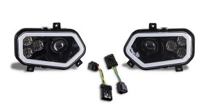 Polaris RZR 570 / 800 / 900 Black LED with HALO Headlights & Adapters - Quad Logic