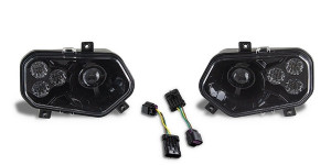 Polaris RZR 570 Black LED Headlights & Adapter Harnesses - Quad Logic