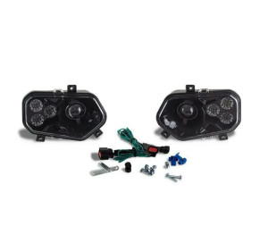 Polaris RZR ACE 325 / 500 / 570 / 900 Black LED Headlights with Adapter Harnesses - Quad Logic