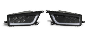 Polaris RZR Turbo LED Blackout Headlight Pair with LED Halo Strip - Quad Logic