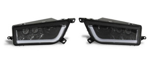 Polaris RZR XP 1000 LED Blackout Headlight Pair with LED Halo Strip - Quad Logic