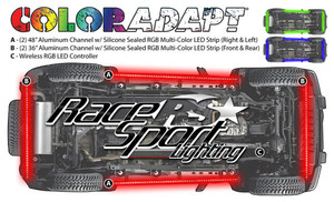 Honda Pioneer/Talon Color ADAPT Adaptive RGB LED Aluminum Solid Underbody Kit with Key Card RGB Remote - Race Sport Lighting