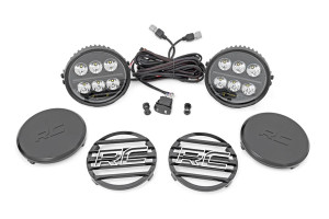 Can-Am Offroad 6.5 Inch Black Series White/Amber DRL Halo Round LED Light Pair - Rough Country