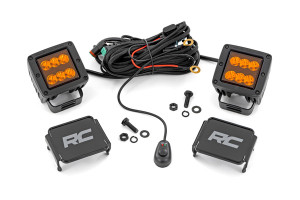 Polaris Ranger 2 Inch Square Spot Beam Amber Lens LED Light Pods - Rough Country