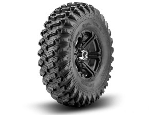Polaris RZR Standard XT Warrior Tires 34x10x14 on 14x7 Bandit H-Series Black Wheels 4/156 Pattern - SuperATV