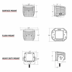 Rear Facing High/low Led Lights D-series Pro (amber) (pair) - Rigid Industries