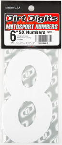 Dirt Digits - #8 6" White Super X Digits 3/pk - SX63W-8