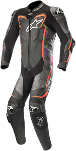 Alpinestars - GP Plus v2 Camo 1-Piece Leather Suit - Black/Charcoal/Red Fluorescent - US 46 / EU 56 - GP Plus Camo 1-Piece Leather Suit - 3150718-994-56