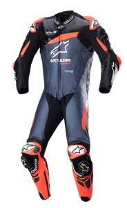 Alpinestars - GP Plus v4 Leather Suit - Black/Red Fluo/Blue - US 44 / EU 54 - GP Plus v4 Leather Suit - 3150523135754 Alpinestars - GP Plus v4 Leather Suit - Black/Red Fluo/Blue - US 44 / EU 54 - GP Plus v4 Leather Suit - 3150523135754