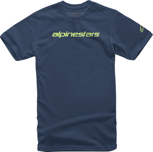 Alpinestars - Linear Wordmark T-Shirt - Navy/Lime - XL - Linear Wordmark T-Shirt - 1212720207036XL