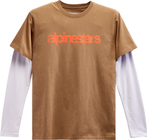 Alpinestars - Stack Long-Sleeve T-Shirt - Sand/Warm Red - 2XL - Stack Long-Sleeve Knit T-Shirt - 12137130023312X
