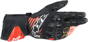 Alpinestars - GP Tech v2 Gloves - Black/White/Fluo Red - Large - GP Tech v2 Gloves - 3556622-1231-L