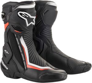 Alpinestars - SMX+ Boots - Black/White/Red Fluorescent - US 7.5 / EU 41 - SMX Plus Boots - 2221019-1231-41