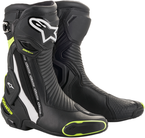Alpinestars - SMX+ Boots - Black/White/Yellow Fluorescent - US 10.5 / EU 45 - SMX Plus Boots - 2221019-125-45