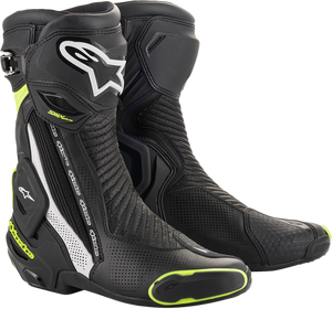 Alpinestars - SMX+ Vented Boots - Black/White/Yellow - US 6 / EU 39 - SMX Plus Vented Boots - 2221119-125-39