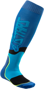 Alpinestars - MX Plus 2 Socks - Black/Cyan - Small/Medium - MX Plus 2 Socks - 4701920-707-SM