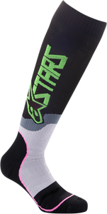 Alpinestars - MX Plus-2 Socks - Black/Green/Neon/Pink Fluorescent - Medium - MX Plus-2 Socks - 4701920-1669-M