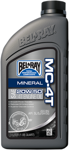 Bel-ray - MC-4T Mineral Oil - 20W-50 - 1L - MC-4T 4-Stroke Mineral Oil - 99405-BT1LA Bel-ray - MC-4T Mineral Oil - 20W-50 - 1L - MC-4T 4-Stroke Mineral Oil - 99405-BT1LA