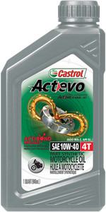 Castrol - Act Evo Semi-Synthetic 4T Engine Oil - 10W-40 - 1 U.S. quart - Act Evo Semi-Synthetic 4T Engine Oil - 15D7D2