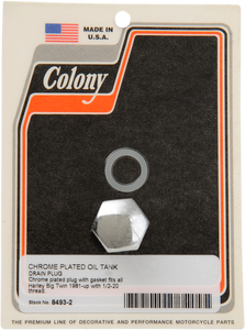 Colony - Drain Plug - Hex - Chrome - 1/2"-20 - Drain Plug - 8493-2 Colony - Drain Plug - Hex - Chrome - 1/2"-20 - Drain Plug - 8493-2