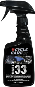 Cycle Care Formulas - Formula 33 Detailer & Bug Remover - 22 U.S. fl oz. - Formula 33 Spray & Wipe, Bug Remover, Detailer, & Polish - 33022 Cycle Care Formulas - Formula 33 Detailer & Bug Remover - 22 U.S. fl oz. - Formula 33 Spray & Wipe, Bug Remover, Detailer, & Polish - 33022