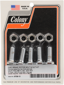 Colony - Bolt Kit - Rotor - Front/Rear - Rotor, Sprocket and Belt Mounting Hardware Kit - 8738-10 Colony - Bolt Kit - Rotor - Front/Rear - Rotor, Sprocket and Belt Mounting Hardware Kit - 8738-10