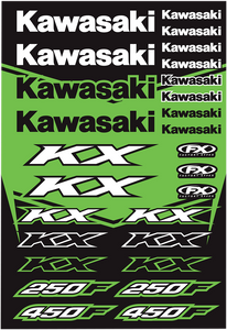 Factory Effex - Decal Kit - Kawasaki KX - Sticker Sheet - 22-68130 Factory Effex - Decal Kit - Kawasaki KX - Sticker Sheet - 22-68130