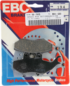 Ebc - Organic Brake Pads - FA194 - Organic Base "FA" Brake Pads - FA194