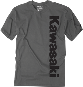Factory Effex - Kawasaki Vertical T-Shirt - Charcoal Gray - Medium - Kawasaki Vertical T-Shirt - 24-87102