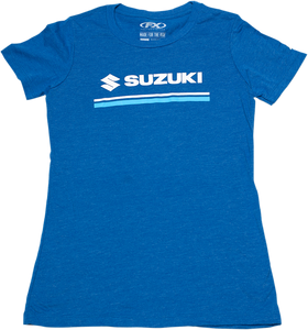 Factory Effex - Women's Suzuki Stripes T-Shirt - Royal Blue - Small - Women's Suzuki T-Shirt - 22-87430
