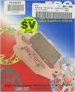 Ebc - SV Severe Duty Brake Pads - FA444SV - Severe Duty "SV" Sintered Brake Pads - FA444SV Ebc - SV Severe Duty Brake Pads - FA444SV - Severe Duty "SV" Sintered Brake Pads - FA444SV