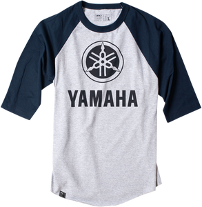 Factory Effex - Yamaha Baseball T-Shirt - Navy/Heather Gray - XL - Yamaha Baseball T-Shirt - 17-87226