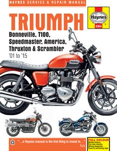 Haynes - Manual - Triumph Bonneville '01-'15 - Motorcycle Repair Manual  Motorcycle, Triumph - M4364 Haynes - Manual - Triumph Bonneville '01-'15 - Motorcycle Repair Manual  Motorcycle, Triumph - M4364