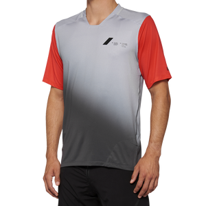 100% - Celium Jersey - Short-Sleeve - Gray/Racer Red - Large - Celium Jersey - 40011-00012
