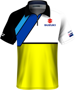 Factory Effex - Suzuki Team Pit Shirt - White/Yellow - Medium - Suzuki Team Pit Shirt - 23-85402