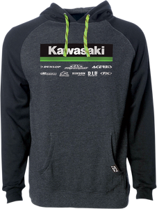 Factory Effex - Kawasaki 21 Racewear Hoodie - Charcoal/Black - Medium - 21 Racewear Hoodie - 24-88122