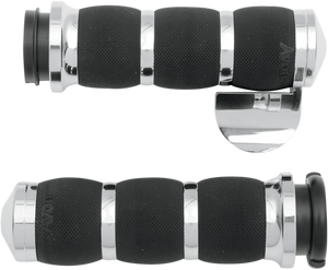 Avon Grips - Grips - Air Cushion - TBW - Throttle Boss - Chrome - 3-Ring Air Cushioned Grips  with Throttle Boss - AIR-90-CH-FLY-B
