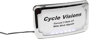 Cycle Visions - License Plate Frame - Chrome - 3-Hole Mounted LED Lighted License Plate Frame - CV4641
